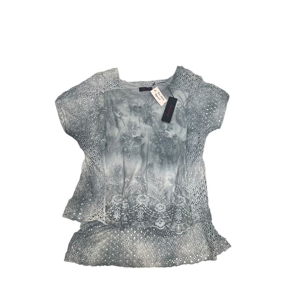 NWT Seduzione Italy Lagenlook Art to Wear Layered Embroidered Blouse Tunic SZ M